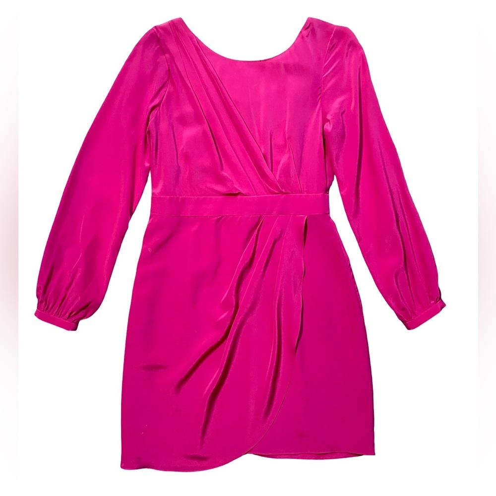 Shoshanna Fuscia Pink Silk Long Sleeve Mini Shift Dress